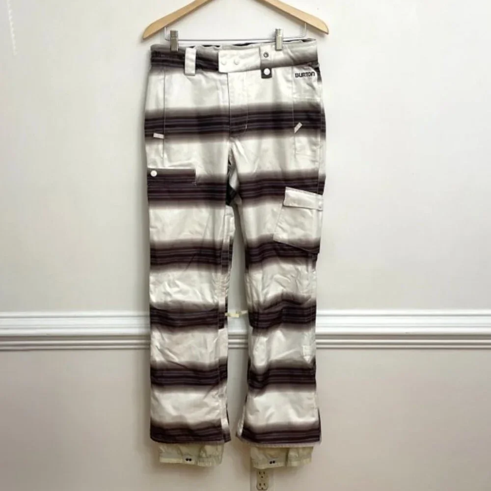 Burton The White Collection Snow Pants Men’s S Brown Stripe‎ Snowboard Ski